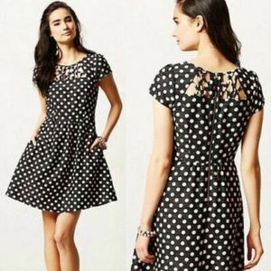 COPY - ANTHROPOLOGIE Maeve Nicola Dress Black & White Polka Dot Cutouts …